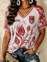 Women's 2026 Turkey Football V-Neck T-Shirts
