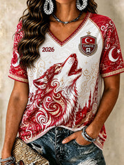 Women's 2026 Turkey Football V-Neck T-Shirts
