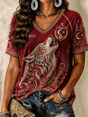Women's 2026 Turkey Football V-Neck T-Shirts