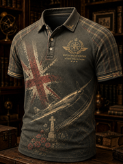 Men's British veteran print polo shirt