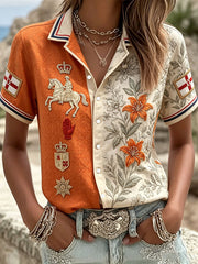 Women's Orangemen's Day Art Printed Linen Shirt