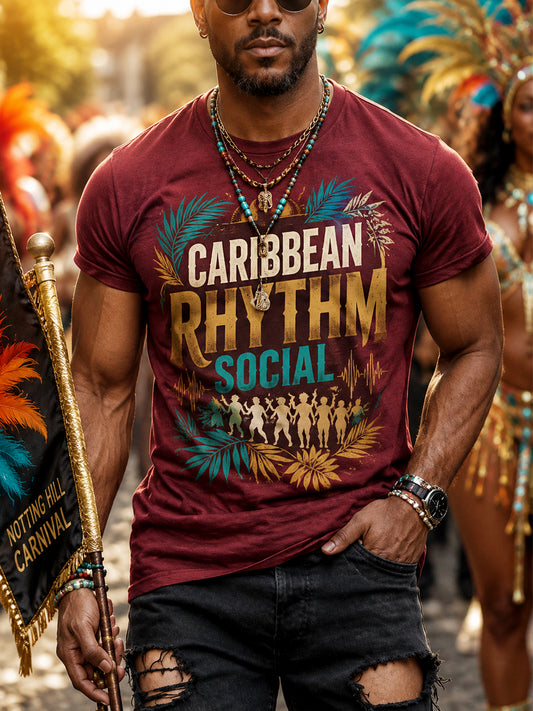 Men's Caribbean Carnival Print Casual Tee