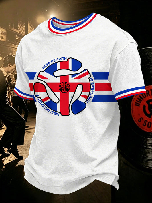 Men's Retro Northern Soul Keep The Faith Print Casual Tee