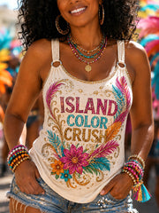 Women's Caribbean Carnival Print Casual Sleeveless Top