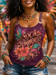 Women's Caribbean Carnival Print Casual Sleeveless Top