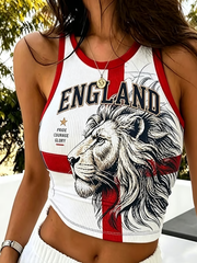 Women's Retro England Print Casual Vest