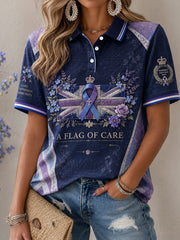 Women's UK Alzheimer's Awareness Floral Printed Casual Tops