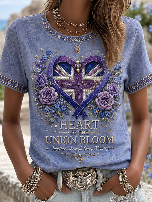 Women's UK Alzheimer's Awareness Floral Printed T-shirt