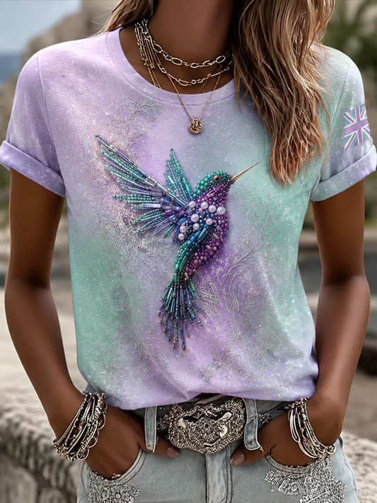 Women's UK Alzheimer's Awareness Floral Printed short-sleeved T-shirt