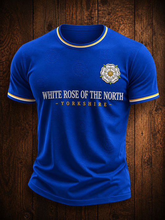 Men's England Yorkshire Day White Roses Art Printed T-shirt