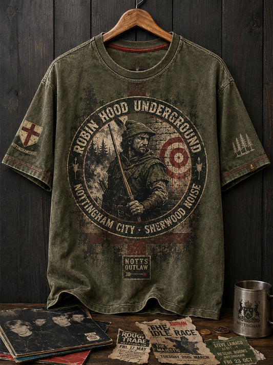 Men's Outlaw of Nottingham Day Robin Hood Art Printed T-shirt