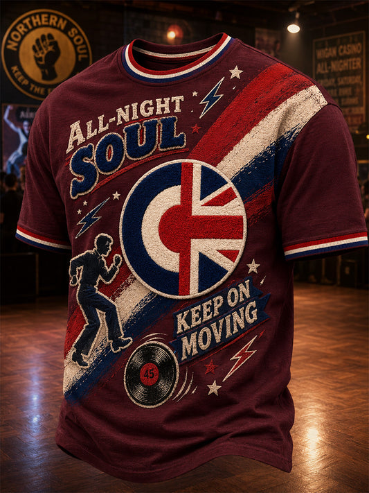 Men's Retro Northern Soul Print Casual Tee