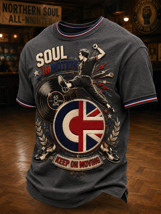 Men's Retro Northern Soul Print Casual Tee