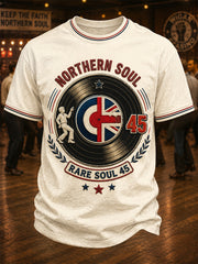 Men's  Retro Northern Soul Print Casual Tee