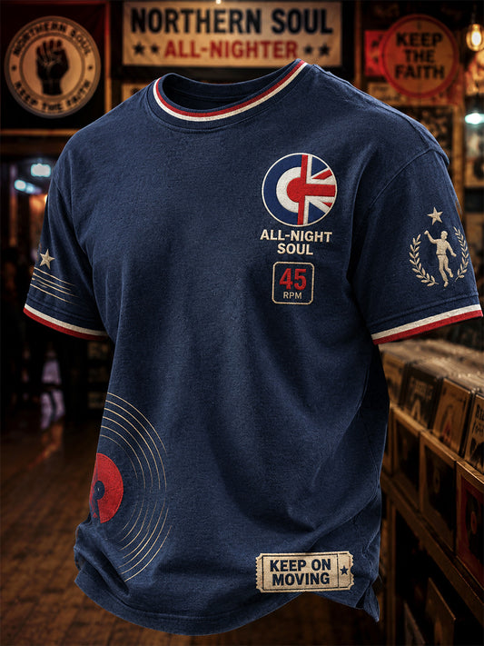 Men's Retro Northern Soul Print Casual Tee