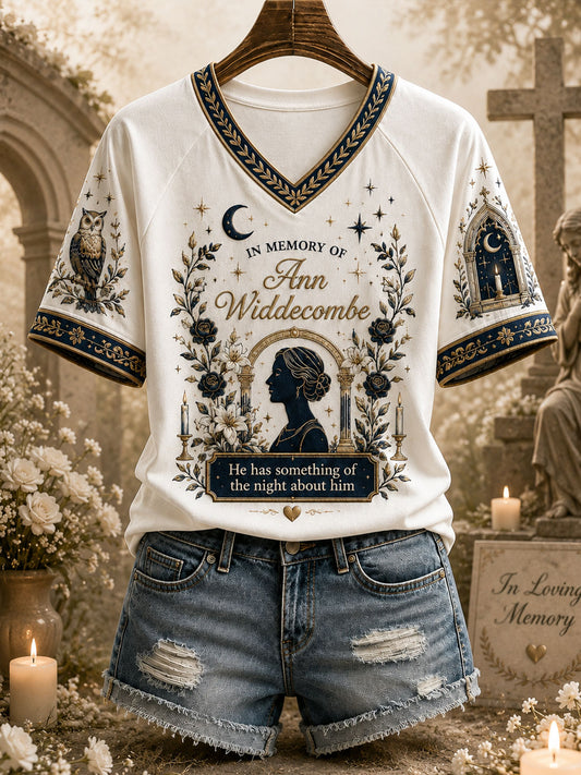 Women's 'He has something of the night about him' V-neck T-shirts