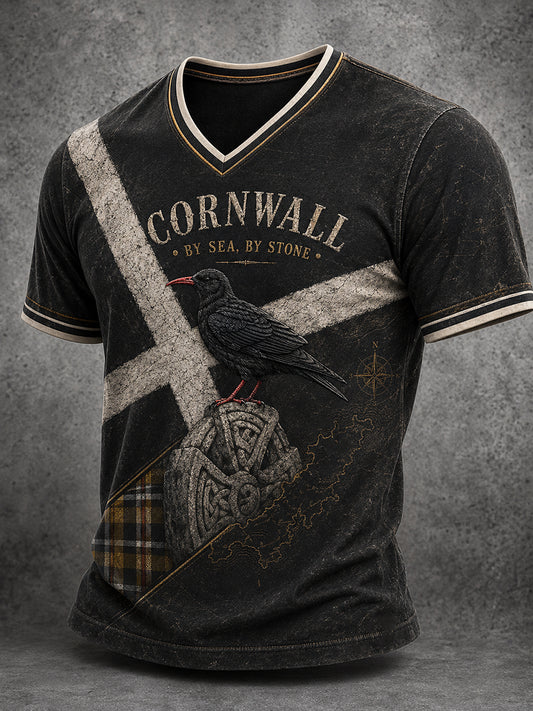 Men's Cornwall Print V-neck T-shirt