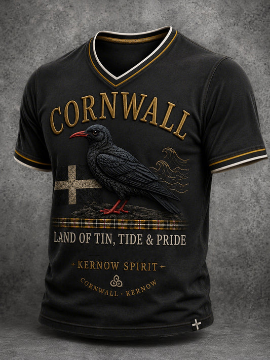 Men's Cornwall Print V-neck T-shirt