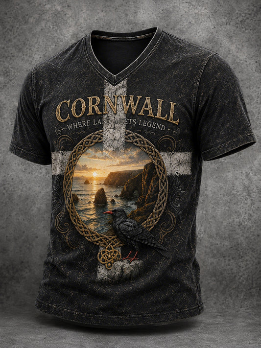 Men's Cornwall Print V-neck T-shirt