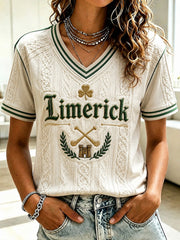 Women's Limerick Hurling Printed V-neck T-shirt