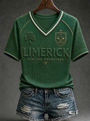Women's Limerick Hurling Printed V-neck T-shirt