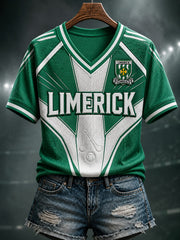 Women's Limerick Hurling Printed V-neck T-shirt