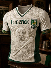 Men's Limerick Hurling Printed V-neck T-shirt
