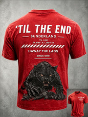 Men's England Football Lover Black Cats Art Printed T-shirt