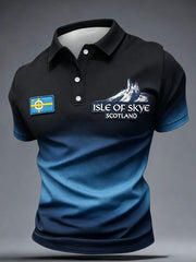 Men's Retro Isle of Skye Art Printed Casual Tops