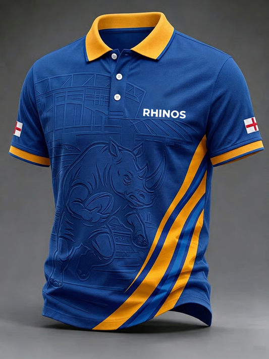 Men's UK rugby lover rhino Printed polo shirt