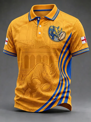 Men's UK rugby lover rhino Printed polo shirt