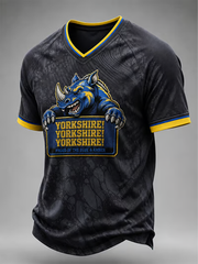Men's UK rugby lover rhino Printed V-neck T-shirt