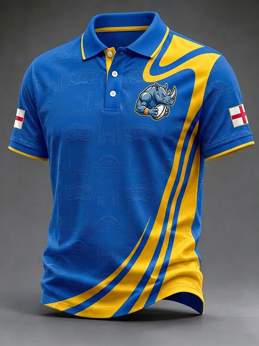 Men's UK rugby lover rhino Printed polo shirt