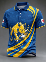 Men's UK rugby lover rhino Printed polo shirt