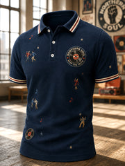 Men's Retro Northern Soul Print Casual Polo Shirt