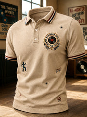 Men's Retro Northern Soul Print Casual Polo Shirt