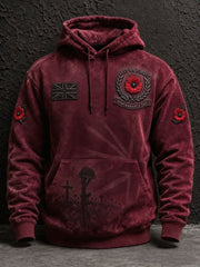 Men's Remembrance Day Lest We Forget Print Oversized Drop-Shoulder Hoodie With Pockets