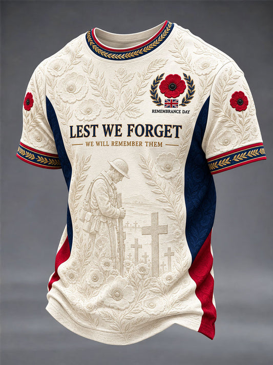 Men's Lest We Forget Print Short Sleeves T-shirt