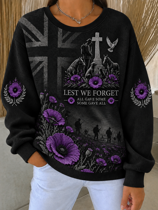 Women's Remembering The Animals Of War Ribbed Round-Neck Sweatshirt